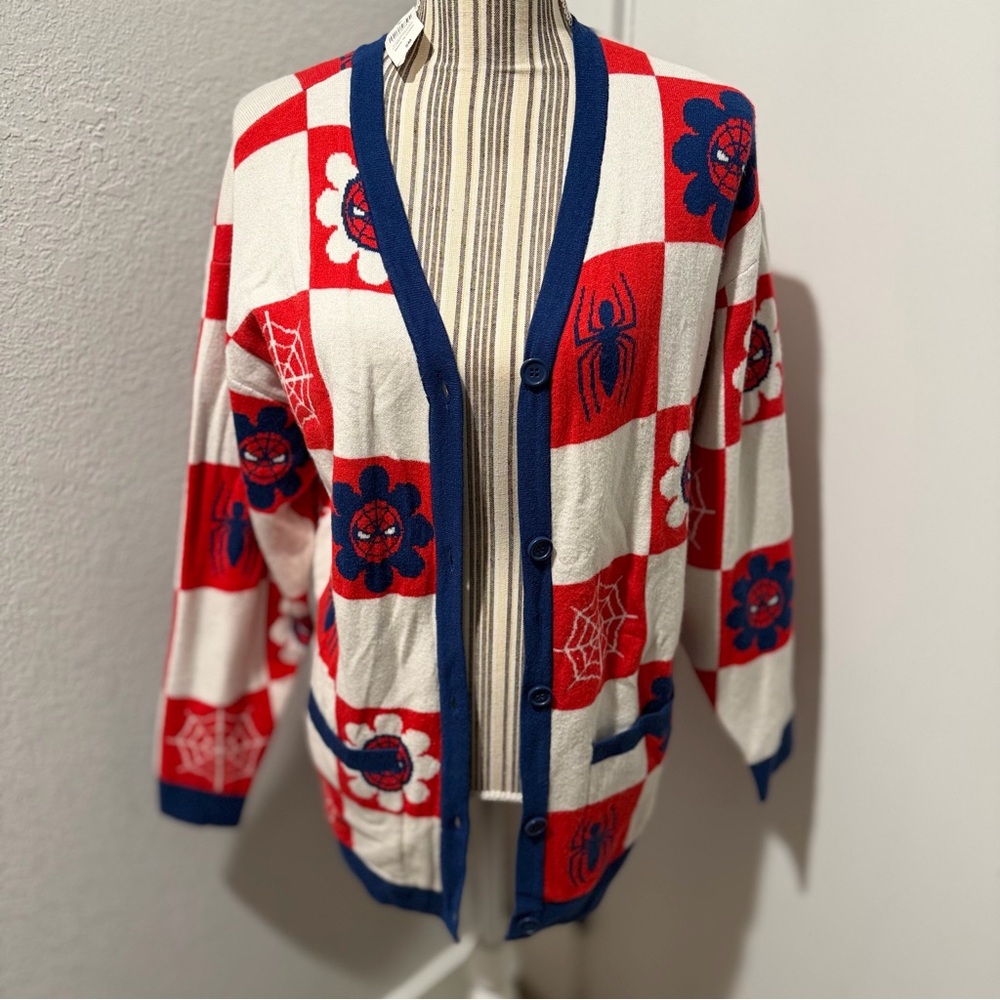NWT Marvel Spider-Man Floral Checkered Cardigan - BoxLunch Exclusive Spiderman